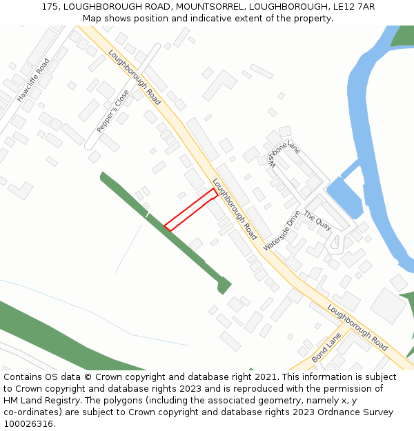 175, LOUGHBOROUGH ROAD, MOUNTSORREL, LOUGHBOROUGH, LE12 7AR: Location map and indicative extent of plot