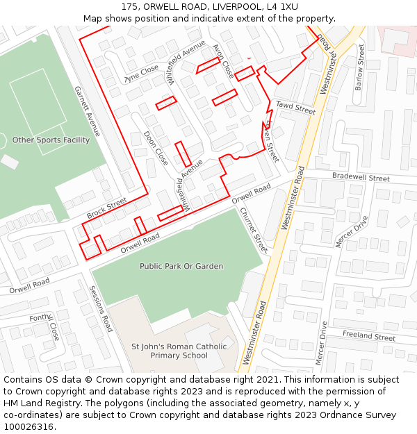 175, ORWELL ROAD, LIVERPOOL, L4 1XU: Location map and indicative extent of plot