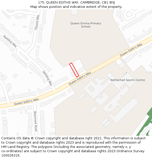 175, QUEEN EDITHS WAY, CAMBRIDGE, CB1 8NJ: Location map and indicative extent of plot