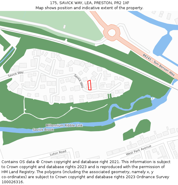 175, SAVICK WAY, LEA, PRESTON, PR2 1XF: Location map and indicative extent of plot