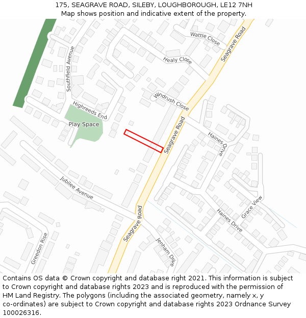 175, SEAGRAVE ROAD, SILEBY, LOUGHBOROUGH, LE12 7NH: Location map and indicative extent of plot