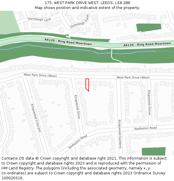175, WEST PARK DRIVE WEST, LEEDS, LS8 2BE: Location map and indicative extent of plot