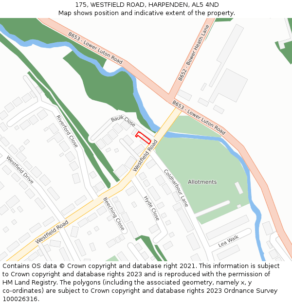 175, WESTFIELD ROAD, HARPENDEN, AL5 4ND: Location map and indicative extent of plot