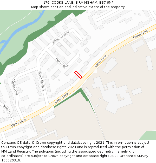 176, COOKS LANE, BIRMINGHAM, B37 6NP: Location map and indicative extent of plot