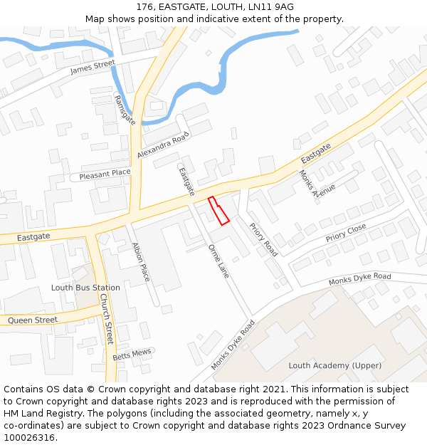 176, EASTGATE, LOUTH, LN11 9AG: Location map and indicative extent of plot