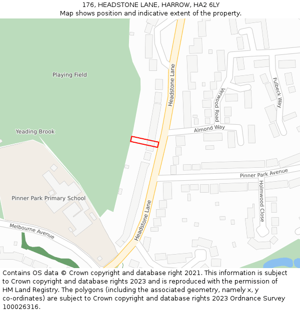 176, HEADSTONE LANE, HARROW, HA2 6LY: Location map and indicative extent of plot