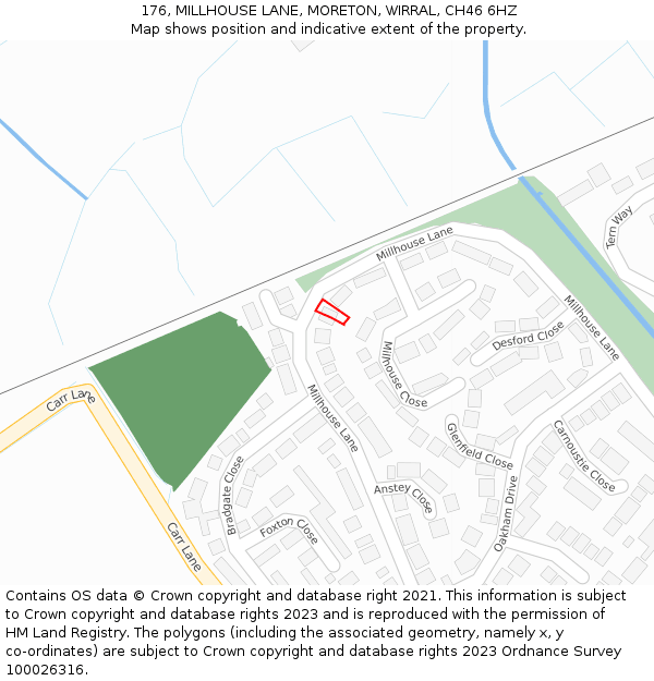 176, MILLHOUSE LANE, MORETON, WIRRAL, CH46 6HZ: Location map and indicative extent of plot