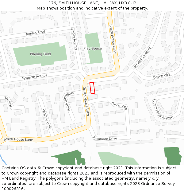 176, SMITH HOUSE LANE, HALIFAX, HX3 8UP: Location map and indicative extent of plot