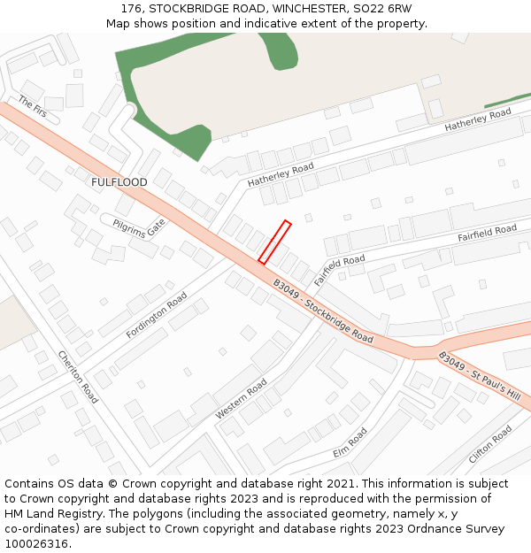 176, STOCKBRIDGE ROAD, WINCHESTER, SO22 6RW: Location map and indicative extent of plot