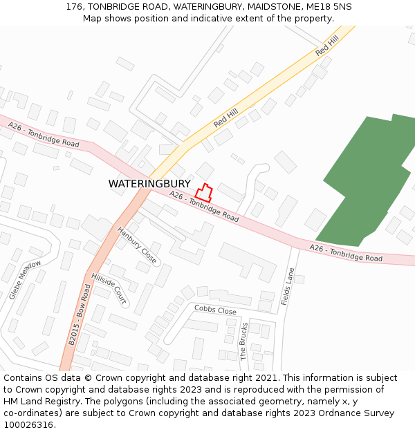 176, TONBRIDGE ROAD, WATERINGBURY, MAIDSTONE, ME18 5NS: Location map and indicative extent of plot