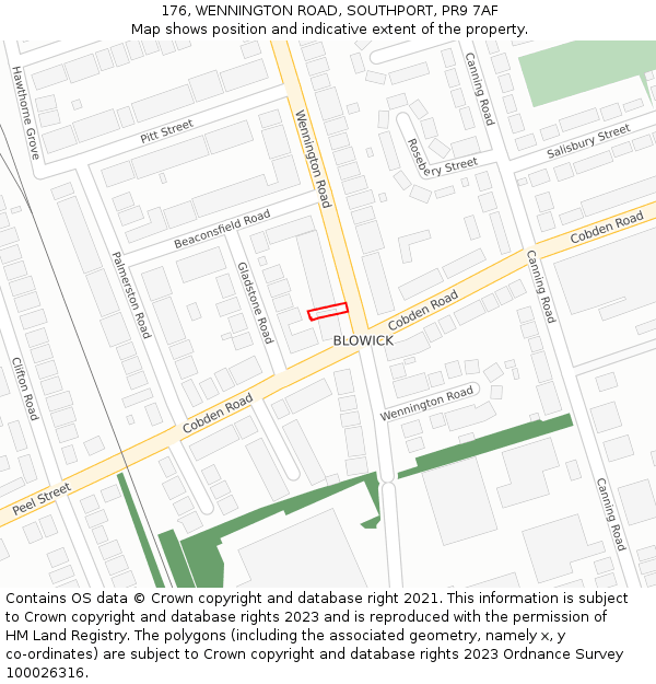 176, WENNINGTON ROAD, SOUTHPORT, PR9 7AF: Location map and indicative extent of plot