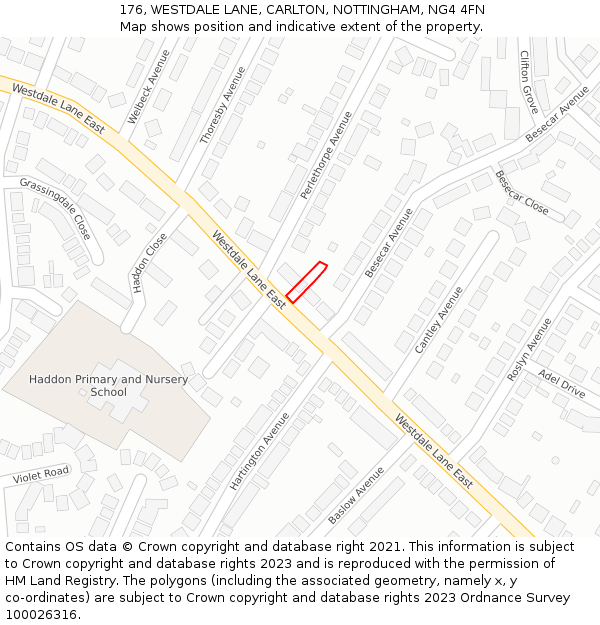 176, WESTDALE LANE, CARLTON, NOTTINGHAM, NG4 4FN: Location map and indicative extent of plot