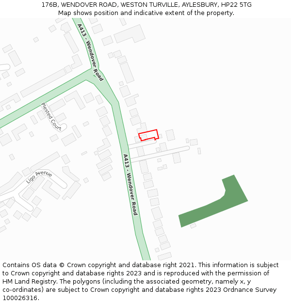 176B, WENDOVER ROAD, WESTON TURVILLE, AYLESBURY, HP22 5TG: Location map and indicative extent of plot