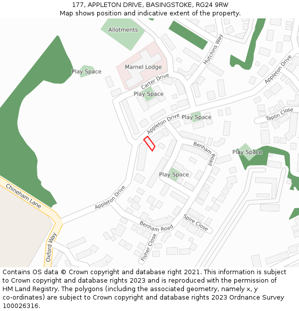 177, APPLETON DRIVE, BASINGSTOKE, RG24 9RW: Location map and indicative extent of plot