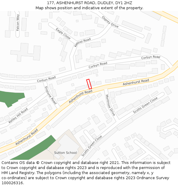 177, ASHENHURST ROAD, DUDLEY, DY1 2HZ: Location map and indicative extent of plot