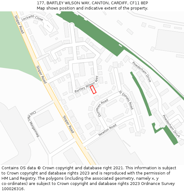 177, BARTLEY WILSON WAY, CANTON, CARDIFF, CF11 8EP: Location map and indicative extent of plot