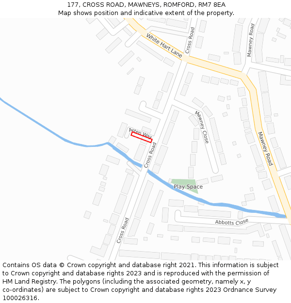 177, CROSS ROAD, MAWNEYS, ROMFORD, RM7 8EA: Location map and indicative extent of plot