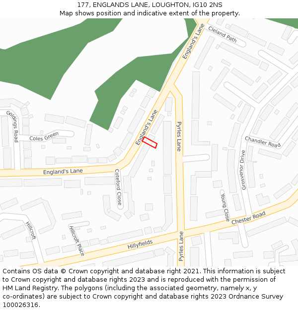 177, ENGLANDS LANE, LOUGHTON, IG10 2NS: Location map and indicative extent of plot