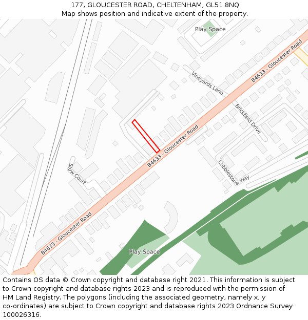 177, GLOUCESTER ROAD, CHELTENHAM, GL51 8NQ: Location map and indicative extent of plot