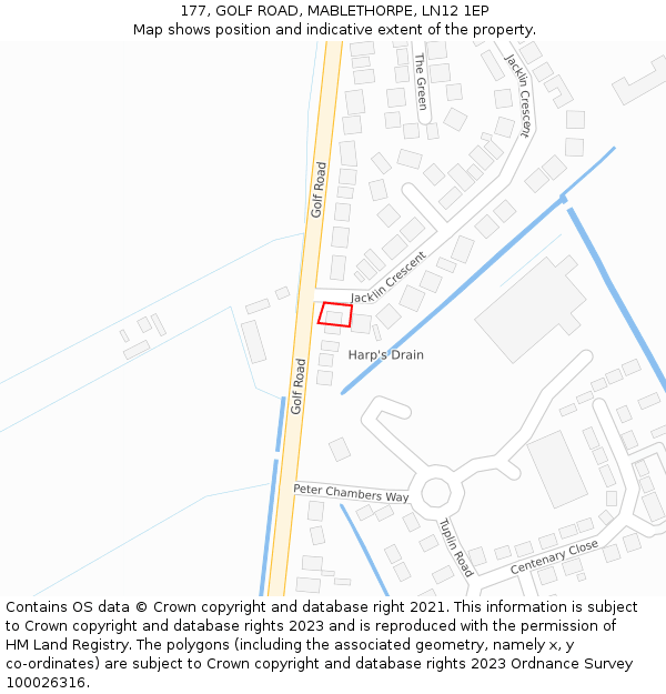 177, GOLF ROAD, MABLETHORPE, LN12 1EP: Location map and indicative extent of plot