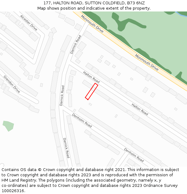 177, HALTON ROAD, SUTTON COLDFIELD, B73 6NZ: Location map and indicative extent of plot