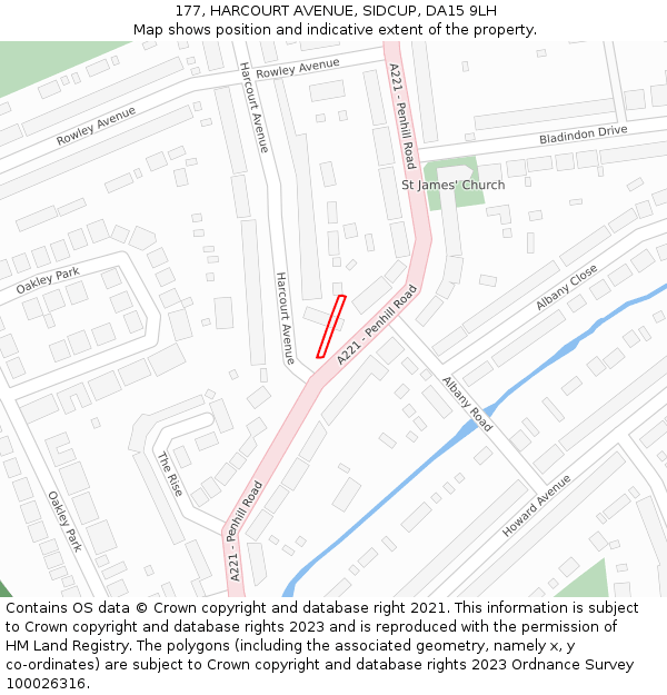 177, HARCOURT AVENUE, SIDCUP, DA15 9LH: Location map and indicative extent of plot