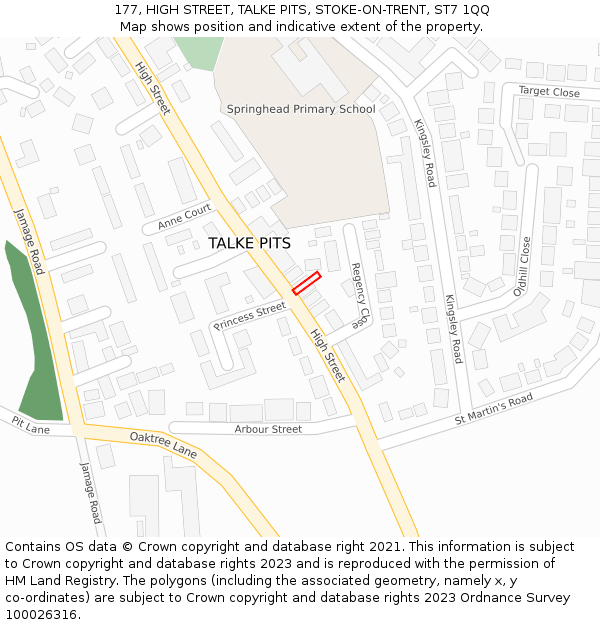 177, HIGH STREET, TALKE PITS, STOKE-ON-TRENT, ST7 1QQ: Location map and indicative extent of plot