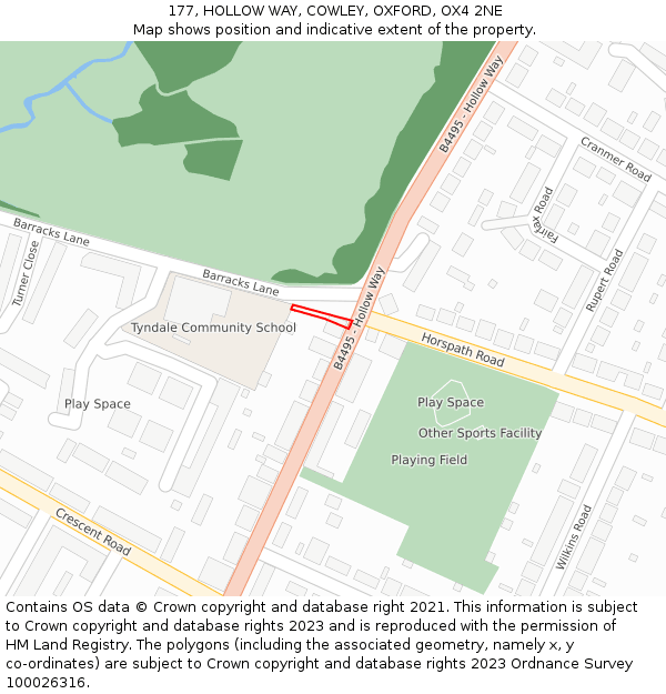 177, HOLLOW WAY, COWLEY, OXFORD, OX4 2NE: Location map and indicative extent of plot