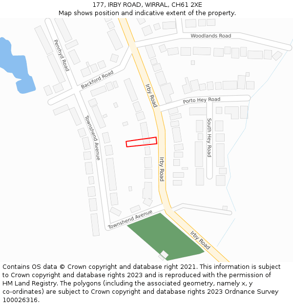 177, IRBY ROAD, WIRRAL, CH61 2XE: Location map and indicative extent of plot