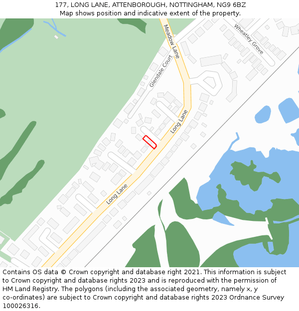 177, LONG LANE, ATTENBOROUGH, NOTTINGHAM, NG9 6BZ: Location map and indicative extent of plot