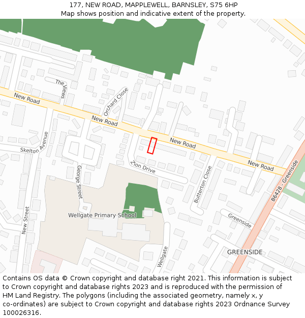 177, NEW ROAD, MAPPLEWELL, BARNSLEY, S75 6HP: Location map and indicative extent of plot