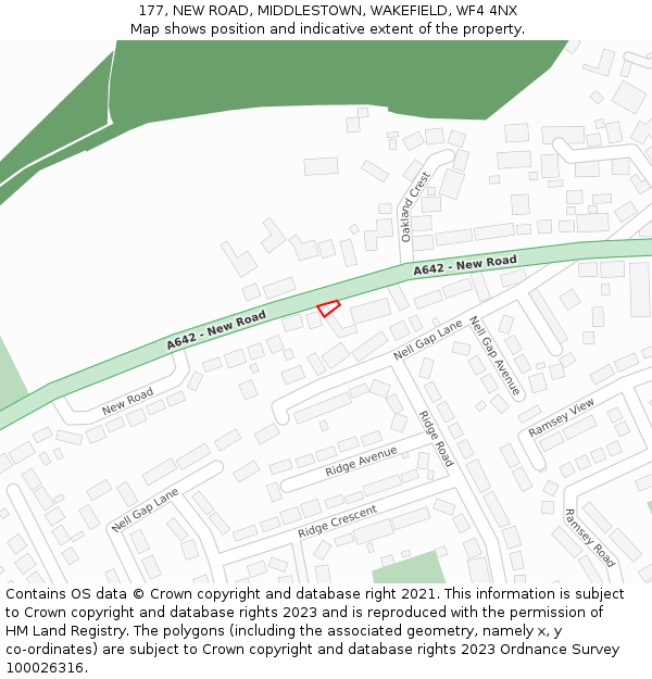 177, NEW ROAD, MIDDLESTOWN, WAKEFIELD, WF4 4NX: Location map and indicative extent of plot