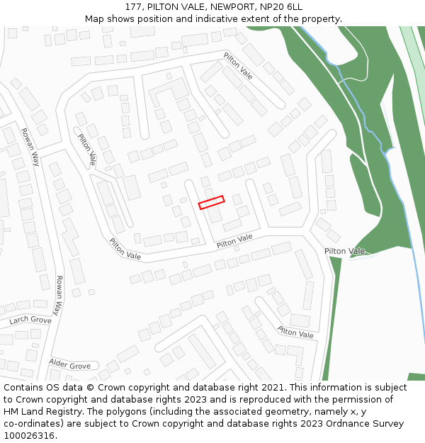 177, PILTON VALE, NEWPORT, NP20 6LL: Location map and indicative extent of plot