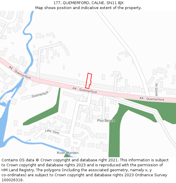 177, QUEMERFORD, CALNE, SN11 8JX: Location map and indicative extent of plot