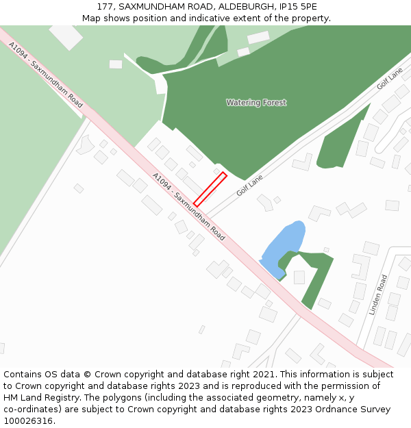 177, SAXMUNDHAM ROAD, ALDEBURGH, IP15 5PE: Location map and indicative extent of plot