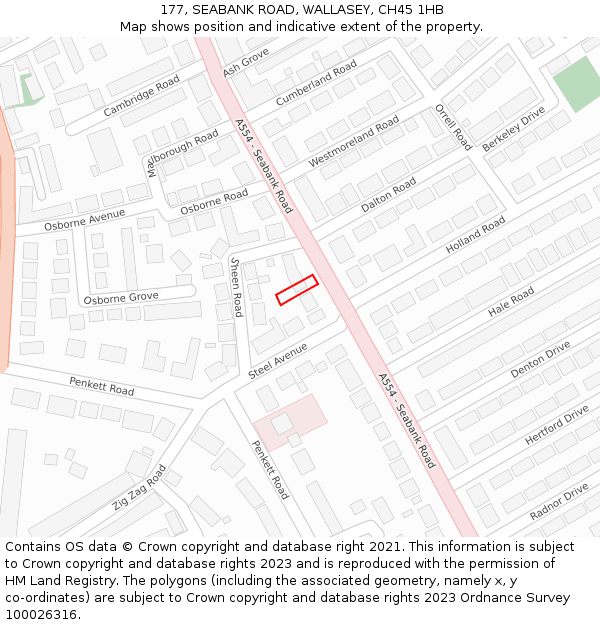 177, SEABANK ROAD, WALLASEY, CH45 1HB: Location map and indicative extent of plot