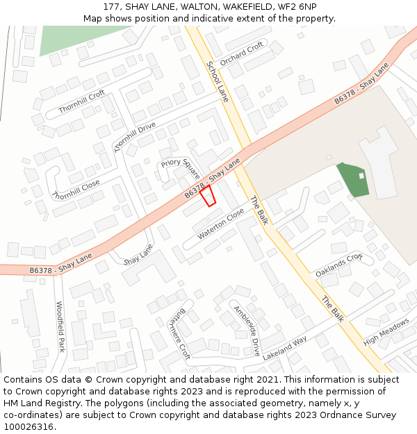 177, SHAY LANE, WALTON, WAKEFIELD, WF2 6NP: Location map and indicative extent of plot