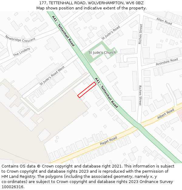 177, TETTENHALL ROAD, WOLVERHAMPTON, WV6 0BZ: Location map and indicative extent of plot