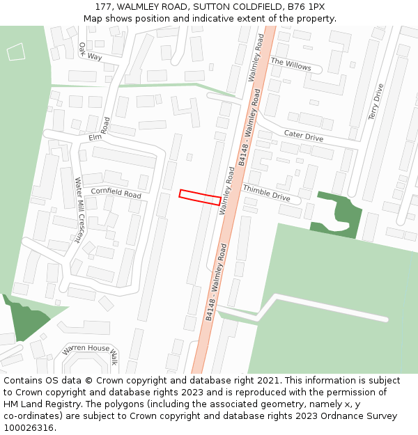 177, WALMLEY ROAD, SUTTON COLDFIELD, B76 1PX: Location map and indicative extent of plot