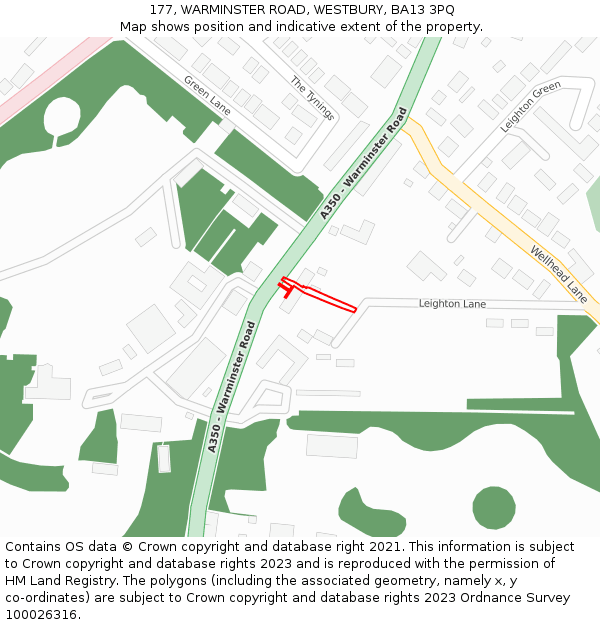 177, WARMINSTER ROAD, WESTBURY, BA13 3PQ: Location map and indicative extent of plot