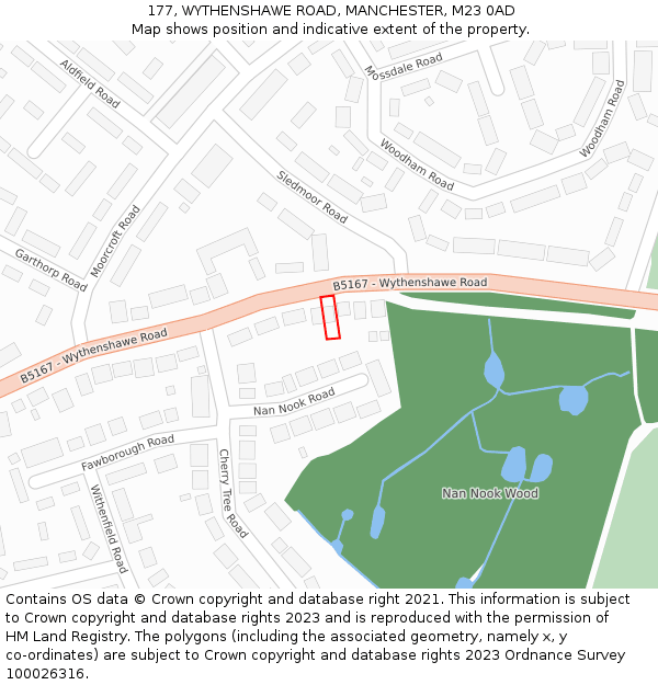 177, WYTHENSHAWE ROAD, MANCHESTER, M23 0AD: Location map and indicative extent of plot