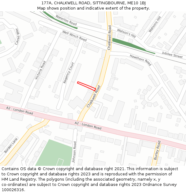 177A, CHALKWELL ROAD, SITTINGBOURNE, ME10 1BJ: Location map and indicative extent of plot