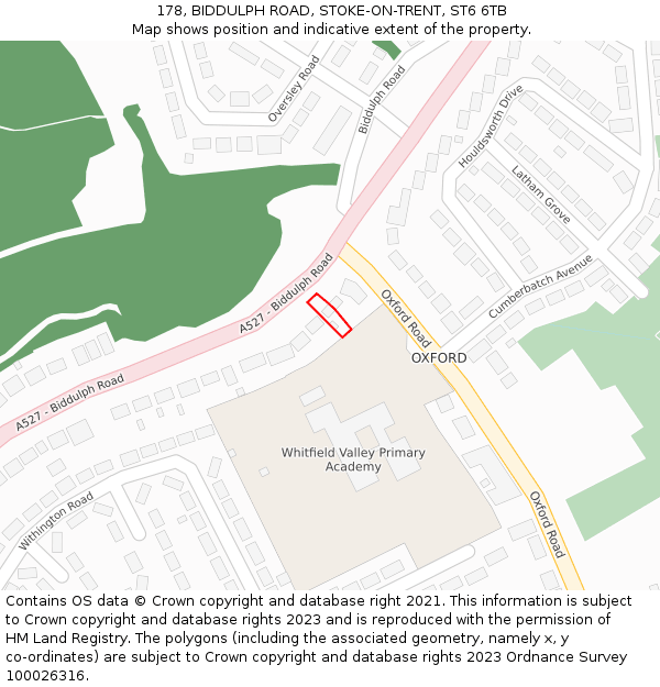 178, BIDDULPH ROAD, STOKE-ON-TRENT, ST6 6TB: Location map and indicative extent of plot