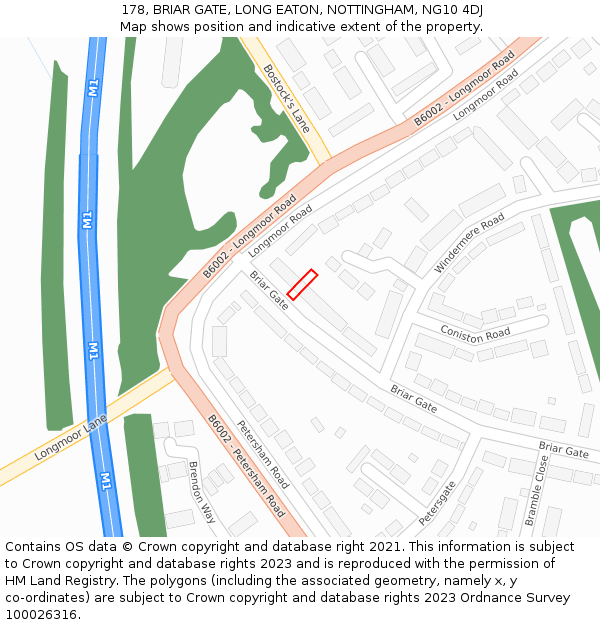 178, BRIAR GATE, LONG EATON, NOTTINGHAM, NG10 4DJ: Location map and indicative extent of plot