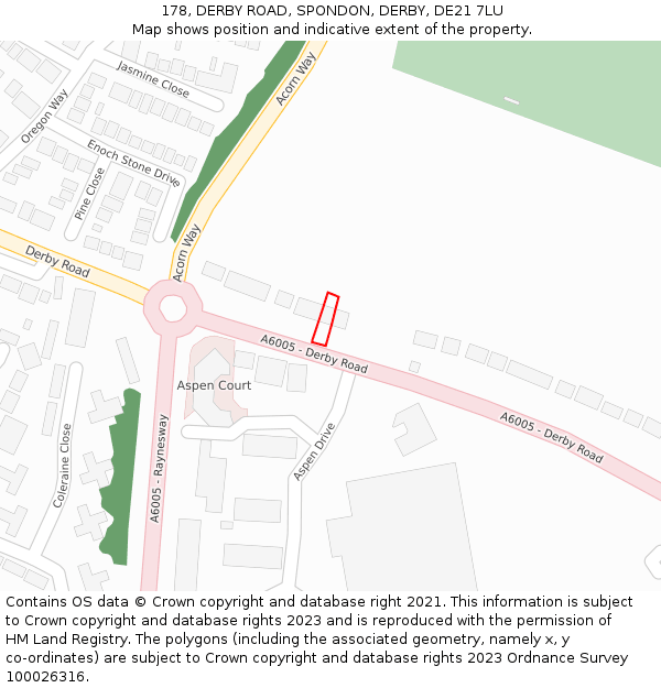 178, DERBY ROAD, SPONDON, DERBY, DE21 7LU: Location map and indicative extent of plot