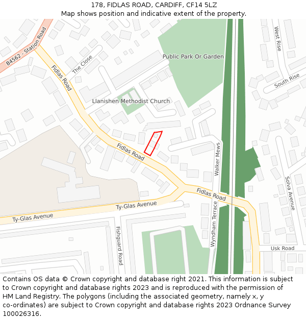 178, FIDLAS ROAD, CARDIFF, CF14 5LZ: Location map and indicative extent of plot