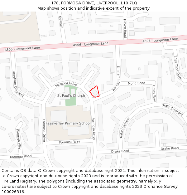 178, FORMOSA DRIVE, LIVERPOOL, L10 7LQ: Location map and indicative extent of plot