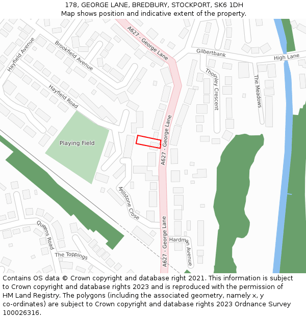 178, GEORGE LANE, BREDBURY, STOCKPORT, SK6 1DH: Location map and indicative extent of plot