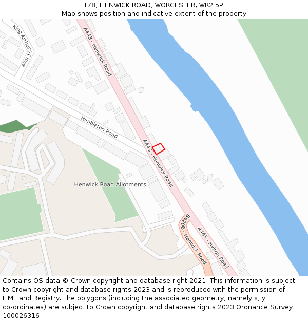 178, HENWICK ROAD, WORCESTER, WR2 5PF: Location map and indicative extent of plot