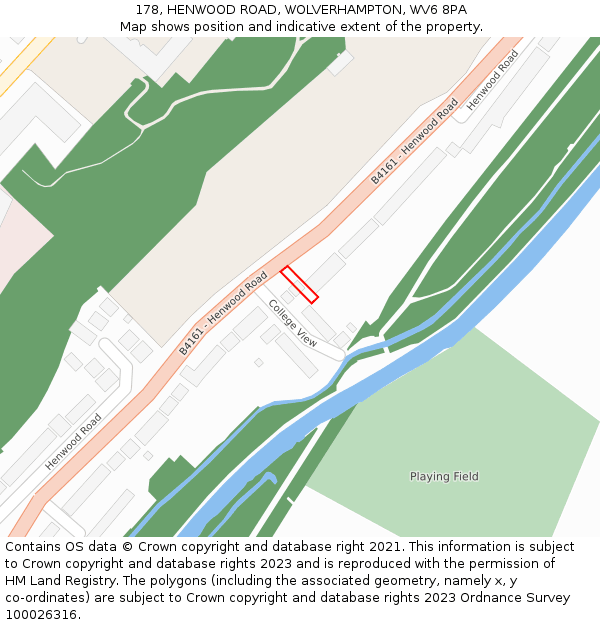 178, HENWOOD ROAD, WOLVERHAMPTON, WV6 8PA: Location map and indicative extent of plot